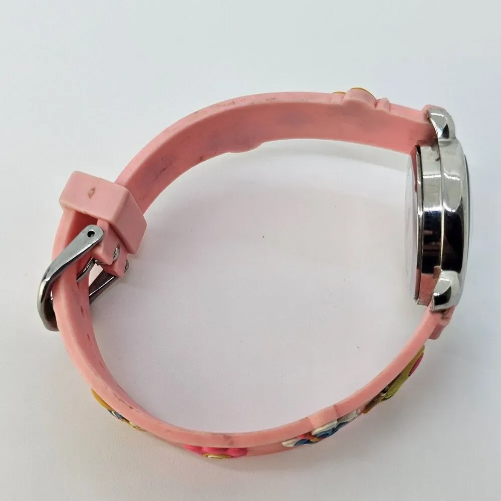 Floating Butterfly Second Hand Kids Watch 27MM White Dial Pink Bands New Battery